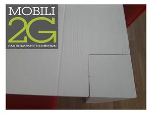 MOBILI 2G - Tavolo Abete bianco spazzolato allungabile misure 140x90 con 2 allunghe da 40 cm