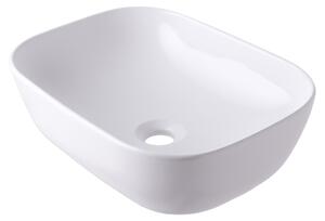 Lavabo da appoggio Relaxdays, altezza x larghezza x profondità: 14x46x32 cm, senza foro per rubinetto, senza troppofilo, in Vetroceramica, con effetto lotus, lavabo, bianco