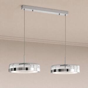 Lucande Lampada a sospensione in vetro La Latta, dimmerabile, Cromo / Argento, Vetro, Design, Lampada a sospensione