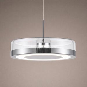 Lucande Lampada a sospensione in vetro La Latta, dimmerabile, Cromo / Argento, Vetro, Design, Lampada a sospensione