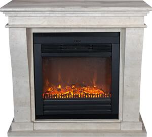 Caminetto elettrico Xaralyn - Kreta-Mini ELU-SWP - pietra naturale lucidata bianca - riscaldamento 1400 Watt - con telecomando - caminetto da incasso incluso - caminetto decorativo