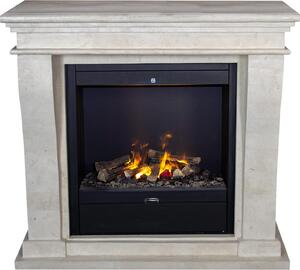 Caminetto a vapore acqueo Xaralyn - Kreta Mini EAL-SWP - pietra naturale levigata bianca - riscaldamento 1500 watt - con telecomando - caminetto elettrico Opti-Myst - caminetto da incasso incluso - caminetto decorativo