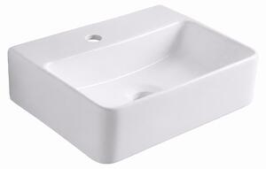 Lavabo Relaxdays, altezza x larghezza x profondità: 11 x 37 x 27 cm, con foro per rubinetto, senza troppofilo, in Vetroceramica, con effetto lotus, lavabo sospeso, bianco