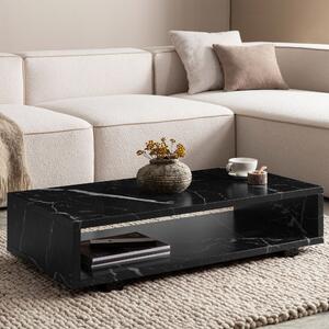 FineBuy Tavolino da salotto 100x50x25 cm Nero Tavolino da divano Design moderno Tavolino da salotto Rettangolare con vano portaoggetti Tavolino da salotto Semplice Tavolino da caffè Grande