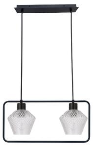 Lampada a sospensione sopra il tavolo da pranzo NIKO - 2xE27, 40W, nero / trasparente