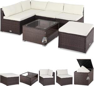 CASARIA® Lounge Tavolo da Giardino Set Polyrattan Mobili da Esterno Inclusi Cuscini 318L Gruppo di Seduta Terrazza Balcone Salottino Outdoor