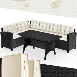 CASARIA® Lounge Angolare Divano in Polyrattan Tavolo Pranzo WPC Salottino Esterno Mobili Giardino Terrazza Outdoor