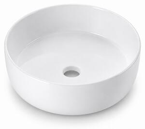 Relaxdays, lavabo da appoggio, dimensioni: 16 x 40,5 cm, senza foro per il rubinetto, senza troppofilo, in Vetroceramica, con effetto lotus, colore bianco