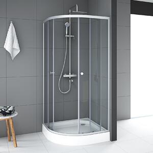 Cabine doccia 90x90 MARWELL Set Crystal Round 90 x 90 x 200 cm - set completo incluso piatto doccia - doccia rotonda con ingresso frontale
