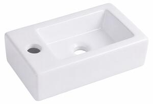 Lavabo Relaxdays, altezza x larghezza x profondità: 10 x 37 x 18 cm, con foro per rubinetto, senza troppofilo, in Vetroceramica, con effetto lotus, lavabo sospeso, bianco