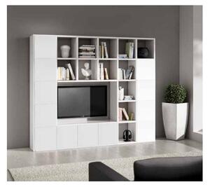 MOBILI 2G - Libreria porta Tv moderna frassino bianco L261 P30 H218