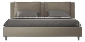 Letto matrimoniale ANTEA king size con giroletto imbottito Similpelle, dimensioni 180x190 cm testata liscia con l�ampia cuscinatura colore Cappuccino