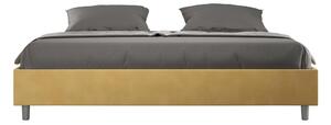 Letto matrimoniale AZELIA king size con giroletto imbottito, rivestimento in Microfibra dimensioni 180x190 cm Senza Testiera colore Ocra