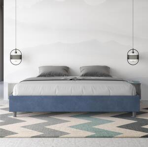 Letto matrimoniale AZELIA king size con giroletto imbottito, rivestimento in Microfibra dimensioni 180x190 cm Senza Testiera colore Blu