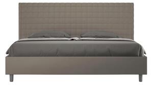 Letto matrimoniale SUNNY king size con giroletto imbottito, rivestimento in Microfibra dimensioni 180x190 cm testata con fantasia a quadretti, colore Cappuccino