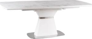 Tavolo da pranzo pieghevole GLEB - 160x90, marmo bianco / bianco opaco
