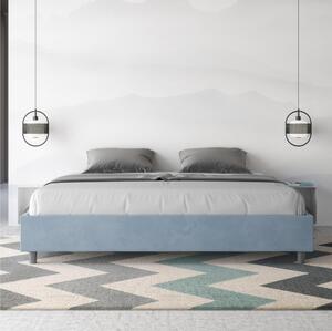 Letto matrimoniale AZELIA king size con giroletto imbottito, rivestimento in Microfibra dimensioni 180x190 cm Senza Testiera colore Azzurro