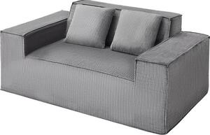 Divano a due posti con seduta d'amore (larghezza 160 cm), moderno divanetto in velluto a coste con molle tascabili e morbido cuscino - Perfetto per camera da letto, ufficio, casa - Non è necessario il montaggio, grigio