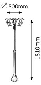 Rabalux 8569 - Lampada da esterno MARSEILLE 3xE27/60W/230V IP44 1,81 m