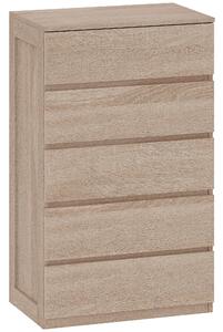 HOMCOM Cassettiera 5 Cassetti in Legno con Guide in Metallo e Maniglie Scanalate, 60x39x100 cm, color Faggio | Aosom Italy