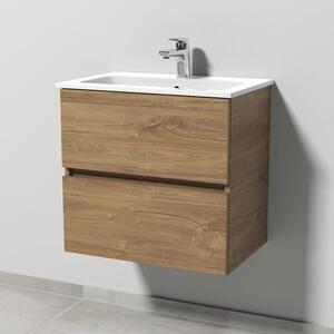 Sanipa Solo One Euphoria: set compatto in Vetroceramica da 59,2 cm, composto da lavabo in Vetroceramica e mobile sottolavabo con 2 cassetti