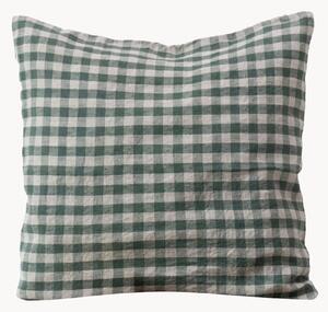 Copricuscino in lino Forest Green Gingham