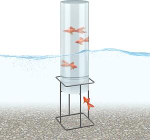 Relaxdays Colonna a forma di pesce, A x P: 61,5 x 20 cm, acrilico, metallo, torre a forma di pesce per laghetto da giardino, decorazione per laghetto, trasparente/grigio