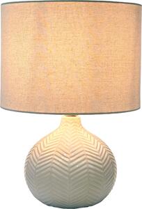Lampada da tavolo Relaxdays, motivo a spina di pesce, base in Vetroceramica, paralume in tessuto, attacco E27, A x P: 42 x 30 cm, lampada da comodino con cavo, bianca