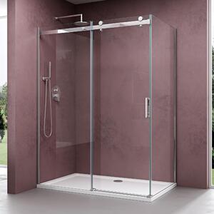 Doporro Box Doccia 75x140x195 cm in Vetro Temperato Trasparente 8 mm Porta Scorrevole con Maniglie e Profili Cromati, Piatto Doccia Bianco da 4 cm Incluso, Trattamento Anticalcare - Ravenna17K