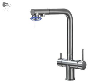 Rubinetto da cucina, con erogatore estraibile, rotazione a 360 gradi, colore grigio metallizzato