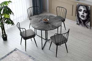 Tavolo da pranzo rotondo Skye Decor in melamina - Resistente, elegante e di classe - Tavolo da pranzo pieghevole - Ideale come salotto per famiglie, single, coppie - Colore antracite