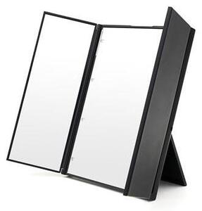 Specchio cosmetico pieghevole a tre ante UNIQ con luce LED, nero
