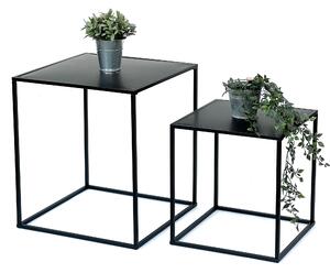 DanDiBo Tavolino da caffè in metallo nero Set di 2 tavolini da salotto 96252 Tavolino da salotto 52 cm e 42 cm Tavolino da divano Tavolo da cucina Moderno