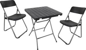 3.00 Set da bistrot 3 pezzi con tavolo e 2 sedie - metallo / plastica in design rattan