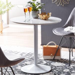 FineBuy Tavolo da pranzo rotondo 75x75x74 cm Tavolo da cucina piccolo Bianco Alto lucido Tavolo da pranzo rotondo 2 persone Tavolo da colazione moderno Tavolo da cucina Sala da pranzo