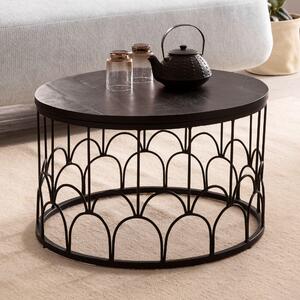 Tavolino 60x60x36 cm in legno massiccio di mango / metallo nero Tavolo da divano rotondo | Wohnling