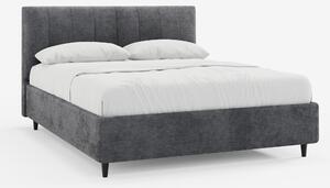 ONYX letto imbottito con vano contenitore e testiera verticale in tess