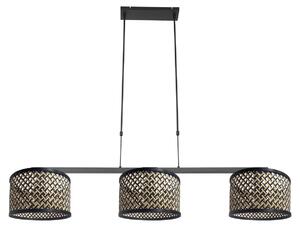 Steinhauer - lampada a sospensione - Stang - nero - bambù metallo - grande lampada da tavolo da pranzo - E27 - 3743ZW