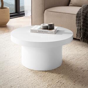 FineBuy Tavolino da salotto bianco lucido, rotondo, 60 cm – elegante tavolino da salotto di design, tavolino da divano dal moderno design a fungo con superficie liscia