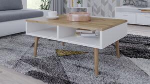 Per La Vita tavolino con ripiano Isla, tavolino in legno per soggiorno, tavolino da divano in legno, tavolino da soggiorno Artisan - Bianco