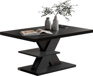 CASARIA® Tavolino Detroit 90x60x45cm da Divano 2 Ripiani in Legno Carico Max 50kg Antigraffio Tavolo da Caffé Soggiorno Design Moderno
