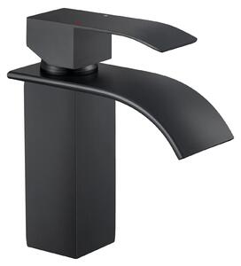 Miscelatore per lavabo, bocca a cascata ultra-larga, acciaio inossidabile resistente, nero, G3/8