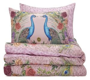 Set copripiumino e federa rosa in raso di cotone per letto matrimoniale 200x200 cm Xanadu Peacock – Matthew Williamson