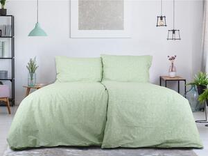 Set copripiumino e federa verde in crêpe per letto singolo 140x200 cm Green Flowers – B.E.S