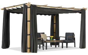 Pergola da terrazzo Barbados 3x4 m con tende Garden Point in legno-antracite