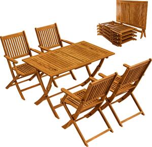 Casaria Set Tavolo e Sedie da Giardino in Legno Acacia Certificata FSC® 5 Pezzi 4+1 Balcone Terrazza Veranda Mobili da Esterno 120x70x75cm