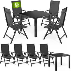 Casaria Gruppo Sedute Bern 4+1 in Alluminio Sedie Regolabili con Schienale Alto Pieghevoli Tavolo Resistente Set Salottino Esterno