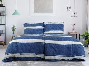 Set copripiumino e federa blu in crêpe per letto singolo 140x200 cm Blue Line – B.E.S