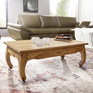 Tavolino FineBuy in legno massello di acacia, larghezza 110 cm, tavolino da salotto di design, marrone scuro, stile country, tavolino da appoggio