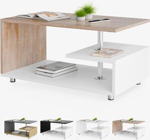 CASARIA® Tavolino Orlando 95x55x50cm 3 Ripiani Legno Regolabile in Altezza Tavolo Basso da Caffé Salotto da Divano Design Moderno